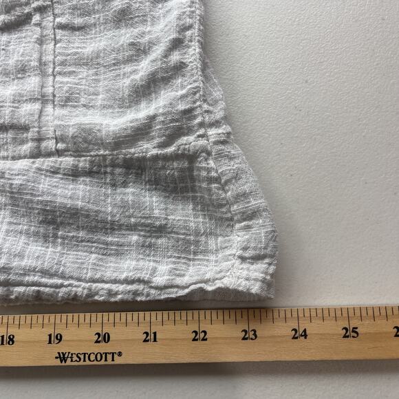 Colette Sz L Linen Top Blouse Short Sleeve Boxy Lagenlook Breathable Scoop Neck - Picture 12 of 12